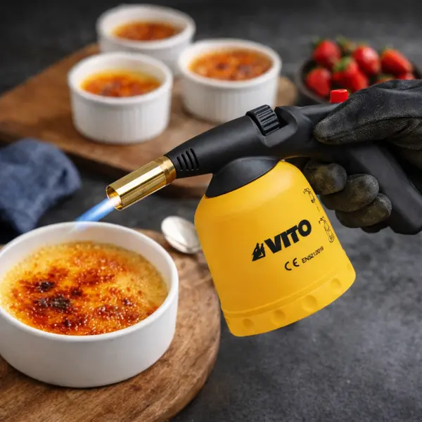 Lampe à souder gaz 1700W - Allumage piezo - 1200°C - Gaz Butane 190g - Chalumeau - VITO