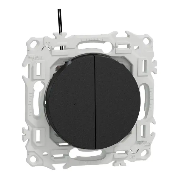Double va - et - vient ou poussoir lumineux LED 0,15mA - 10AX Odace Noir onyx - Schneider Electric - S940273