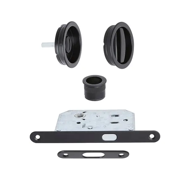 Kit serrure de porte galandage rond conda/déconda zamak noir - CHRISLIGNE