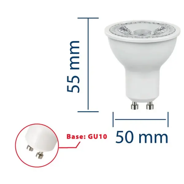 Lampadina SMD LED, Spot attacco GU10, 230V, 8W/800lm, 4000K, 38°