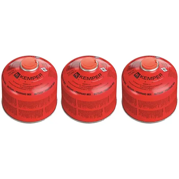 Pack 3 Cartouches de gaz 230g Propane/Butane Valve 7/16 Résistant basses températures EN417 KEMPER