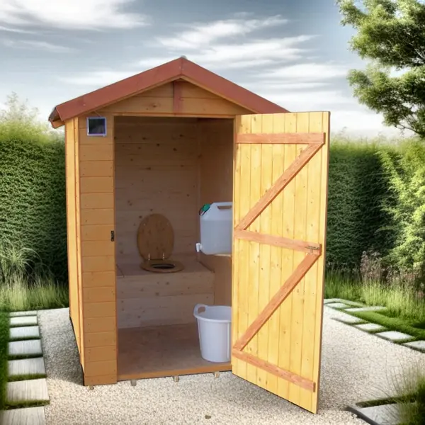 Abri Eden WC Double Pente - Épicéa Massif 16 mm - Plaques Ondulées Bitumées - Avec Plancher - HABRITA