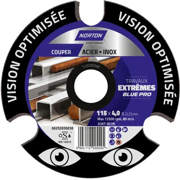 Disque vision extreme acier inox 115 x 4,0 - NORTON