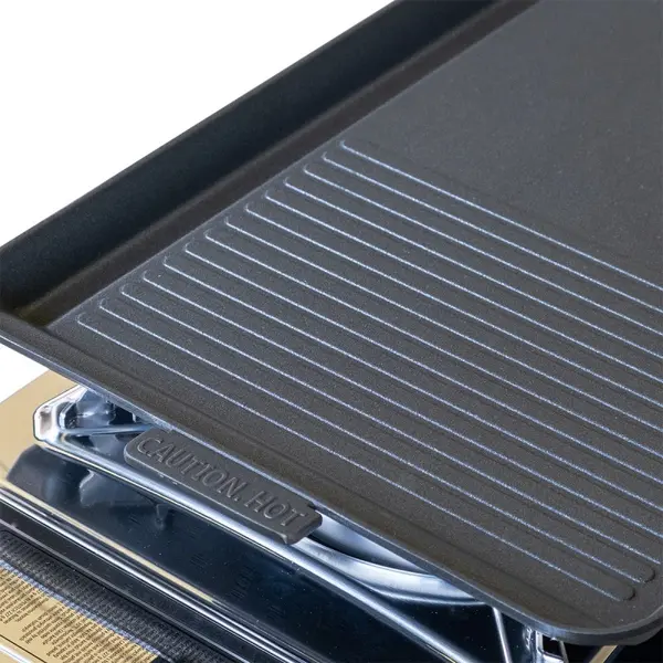 Plaque Plancha Grill 53x28 cm - Aluminium Lisse et Rainurée Antiadhésif - ALPEN CAMPING