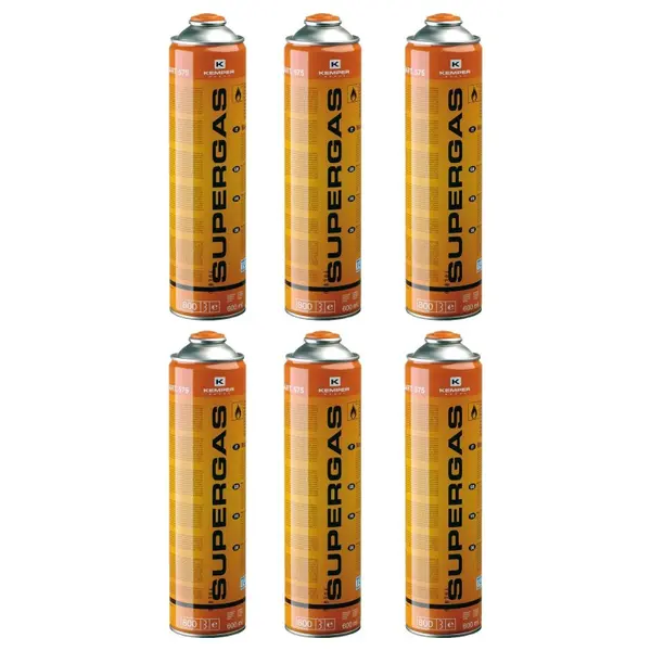 Pack de 6 Cartouches Gaz 330g - Mélange Butane 70% Propane 30% - Valve 7/16 - KEMPER