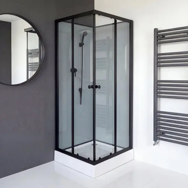 Cabine de douche "Square" noire 80 x 80 cm
