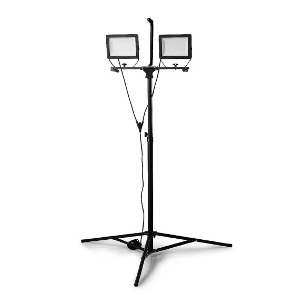MINOS : 2 Faretti LED su Treppiede, 2 x 100W, 17.000 Lumen Cavo 3m, IP65: Nero