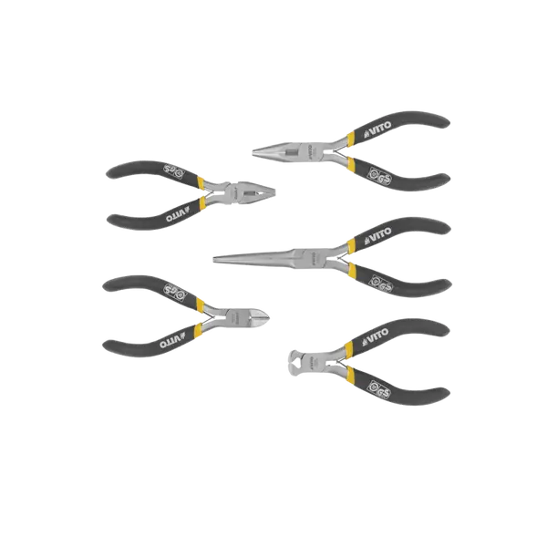 Jeu de 5 pinces pour l’électronique acier chrome vanadium poignée PVC VITO