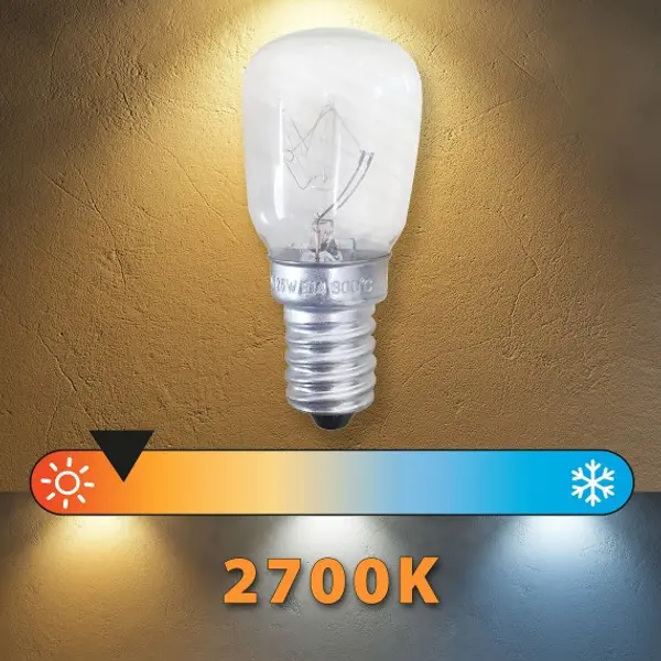 Lampadina incandescente, Peretta ST26, 15W/100lm, base E14, 3000K. Speciale forno