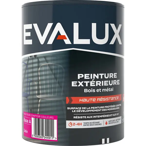 Peinture extérieure bois et métal 1 L Base A Satin