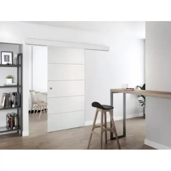 Porte prépeinte Horizon coulissante - chant droit - âme pleine confort - 2040 x 730 mm - avec rainure basse - avec Mortaise - entaillage cuvette et tire doigt