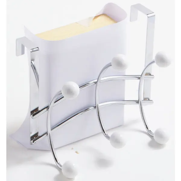Porte-manteaux 3 têtes en fil d'acier et plaque, boule de porcelaine blanche
