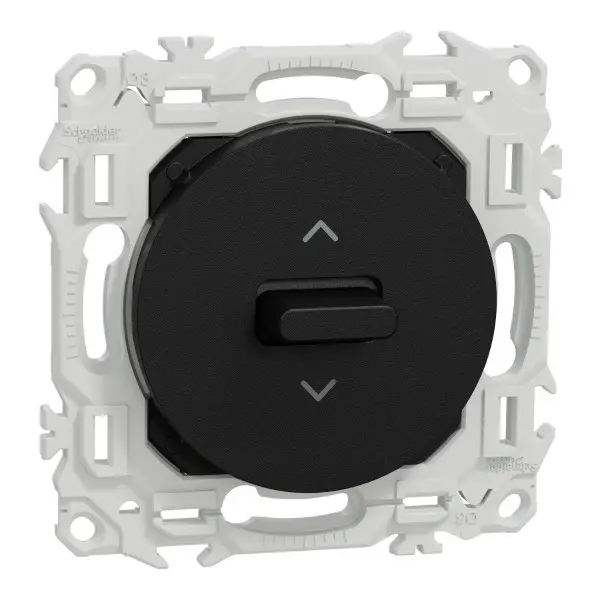 Interrupteur ou poussoir volet roulant Odace 3 positions à levier Noir onyx - Schneider Electric - S940208