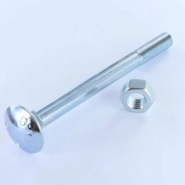 1 x Boulon (vendu avec Ecrou) TRCC JAPY tête ronde collet carré M10X150 Filetage partiel Acier zingué
