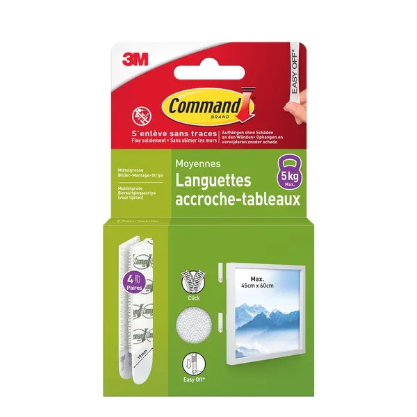 Bande scratch adhesif cadre moyen modele lot de 8 - COMMAND