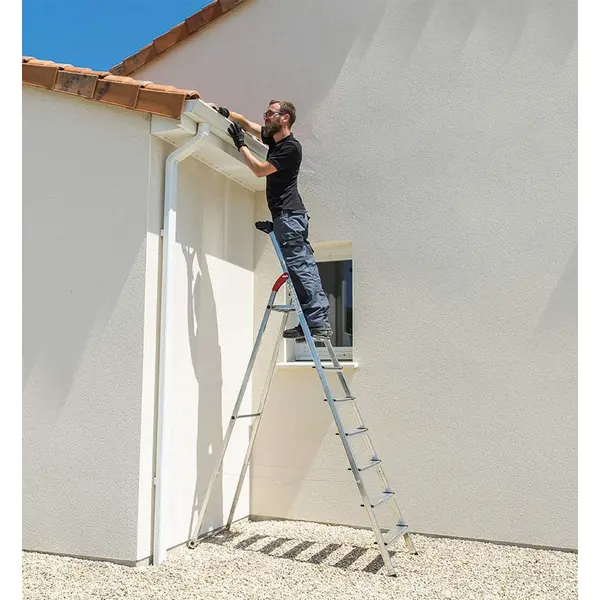 Escabeau aluminium pliable 8 marches Hailo L60 - Ultra léger et sécurisé - 3,7M - HAILO
