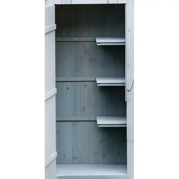 Armoire de Rangement 0,41 m² - Bois Lasuré Bleu - Toit Bitumé - HABRITA