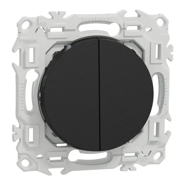 Double va - et - vient ou poussoir - 10AX Odace Noir onyx - Schneider Electric - S940214