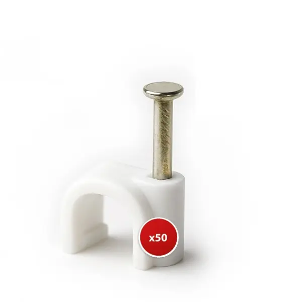 50 graffette fissacavo, per cavo tondo diametro 10mm