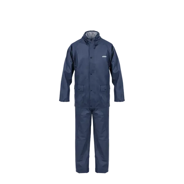 Ensemble de pluie Bleu - Taille M - PU/PVC - Imperméable capuche réglable - Cat.I. - VITO
