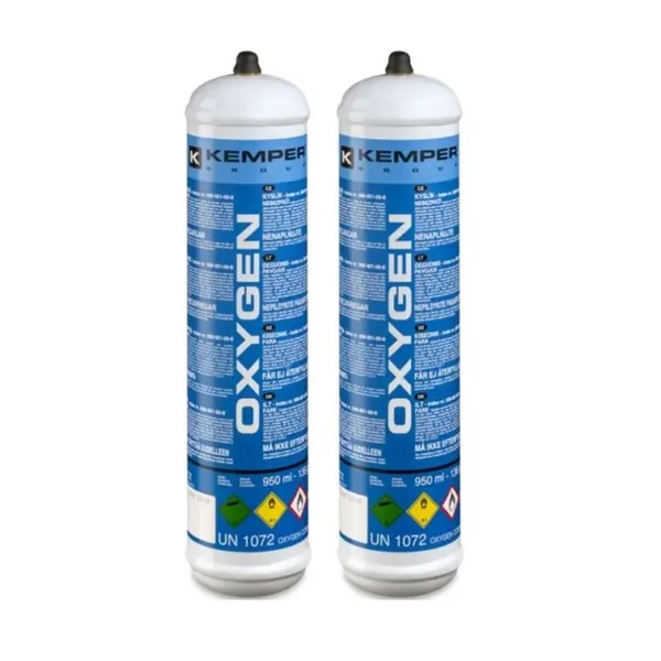 Bouteille d'oxygène 110 bar Pack x2 M10 Bi-gaz Jetable 110L KEMPER