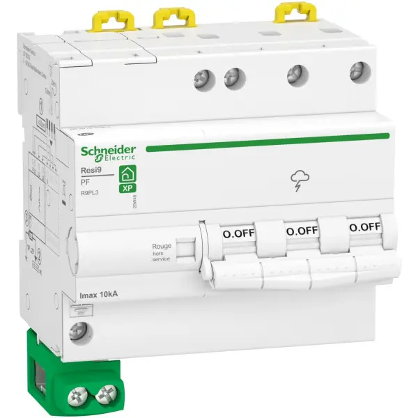 Parafoudre 3P+N avec accessoires Imax 10kA Type 2 Resi9 - Schneider Electric - R9PL3