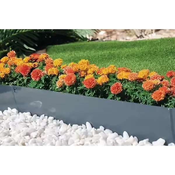 Bordure de jardin acier galvanisé anthracite 1,06 m - hauteur 18 cm - 5 piquets intégrés - Nortene