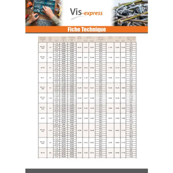 1 x Filet rapporté M12X24 Pas fin Pas de 125 Inox