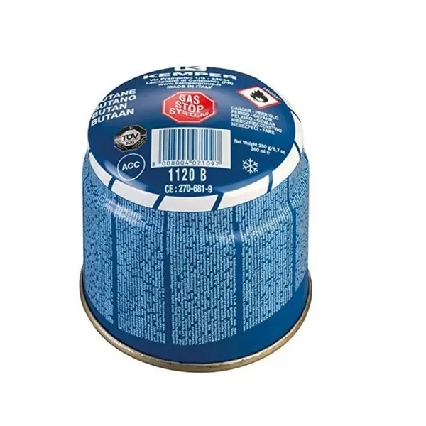 Pack de 8 Cartouches gaz 190g perçable sécurité stop-gaz breveté butane type 200 universelle KEMPER