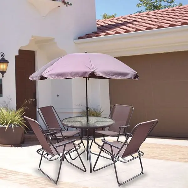 Conj.Básico 4 Sill+Mesa Ø80 Cm+Parasol