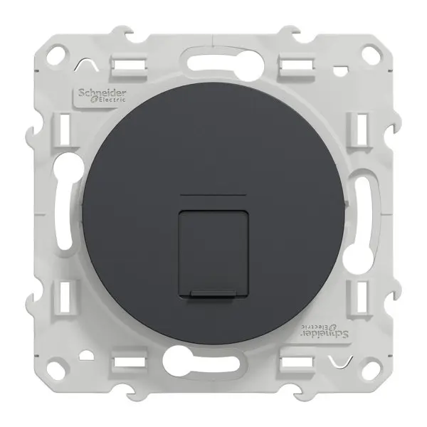 Prise Ethernet RJ45 "Odace" anthracite - Compatible grade 2TV - Cat6 blindé