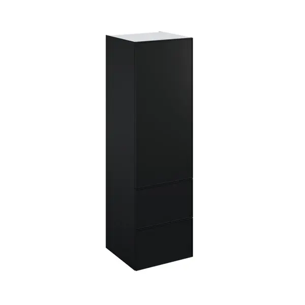 Colonne "Heline"noir mat l.60 x h.201 x p.60 cm 1 porte + 2 casseroliers avec 1 tiroir intérieur
