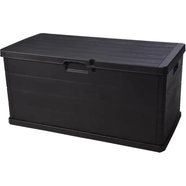 Coffre de rangement extérieur 340L - Résine anthracite imitation bois - 118 x 59 x 57 cm - Cadenassable - INTEC