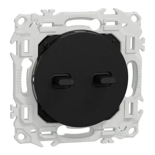 Double va - et - vient ou poussoir à levier 10AX Odace Noir onyx - Schneider Electric - S940213