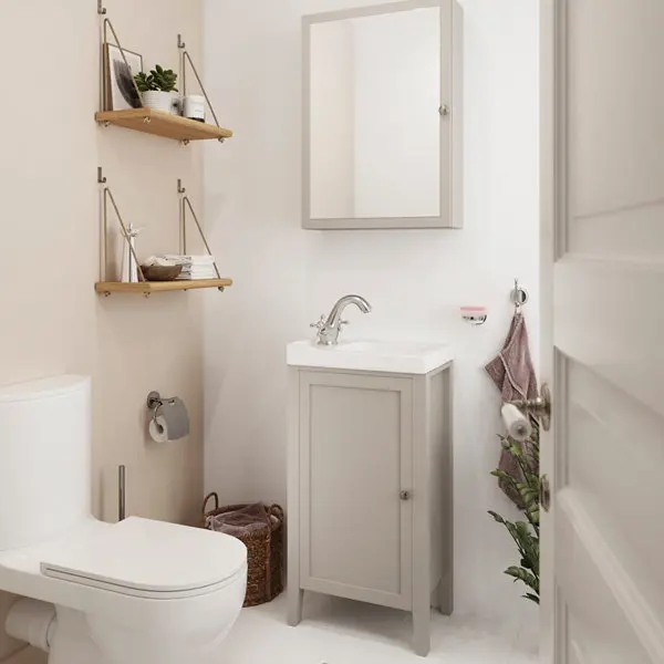 Armoire de salle de bains avec miroir "Perma" - Gris - L.50 x H.70 x P.15 cm