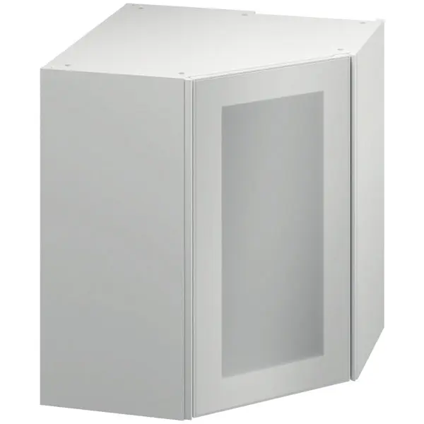 Meuble d'angle haut "Jarod" givré l.63 x h.72 x p.32 cm 1 porte vitrée