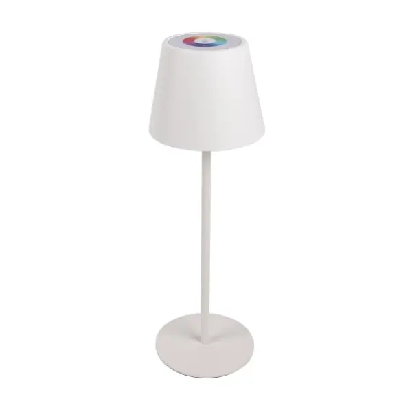 JOSEPHINE 2: Lampada da tavolo LED touch ricaricabile Bianco + RGB. Interno / esterno. 35cm. Bianco