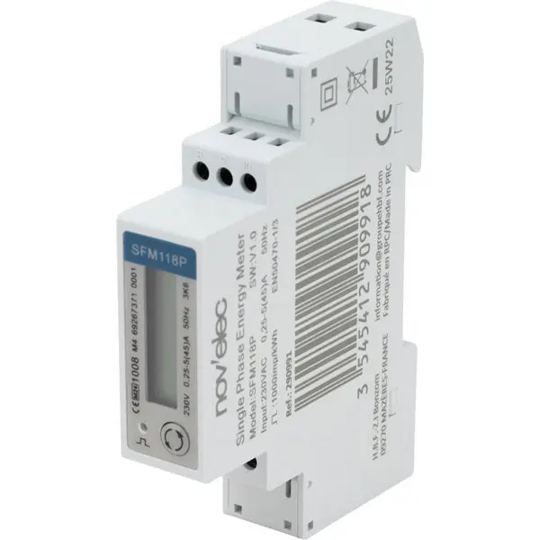 Compteur électrique MID écran LCD 45A 230v blanc