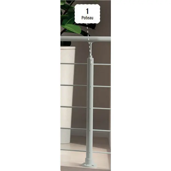 Poteau en aluminium gris clair pose à plat