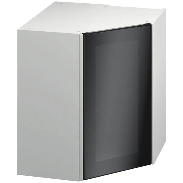 Meuble d'angle haut "Jarod" fumé l.63 x h.72 x p.32 cm 1 porte vitrée