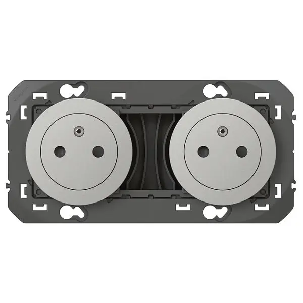 Prise 2 x 2 pôles + terre de surface pré-câblée "Dooxie" aluminium