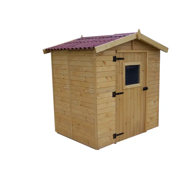 Abri Eden Double Pente - Épicéa Massif 16 mm - Plaques Ondulées Bitumées - Avec Plancher - HABRITA
