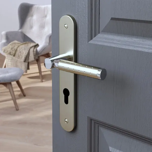 Poignée de porte "Bernice" avec trou pour cylindre - Entraxe 195 mm