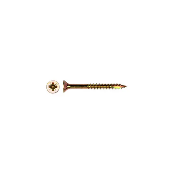 1 x Vis bois TEKOR Tête fraisée Pozi N°2 5X50 Filetage partiel Pointe antifendage type 17 Bichromaté