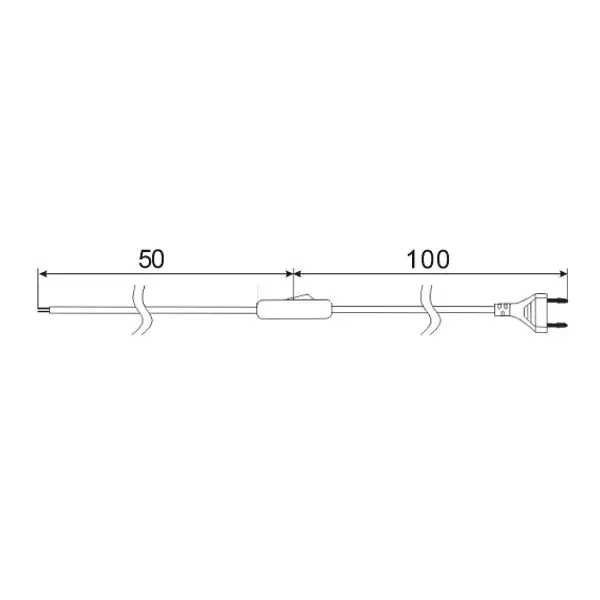 Prolunga con interruttore, 100+50cm, H03VVH2-F 2x0,75. Nero