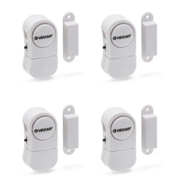 Set di 4 allarmi magnetici per porte e finestre. Bianco