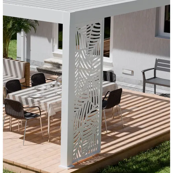 Panneau brise-vue décoratif - Leaf - 1M - Ombréa - Blanc - CHALET & JARDIN
