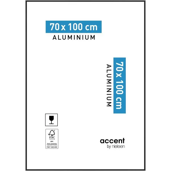 Cadre Accent, H.100 x l.70 cm, aluminium noir, NIELSEN - NIELSEN